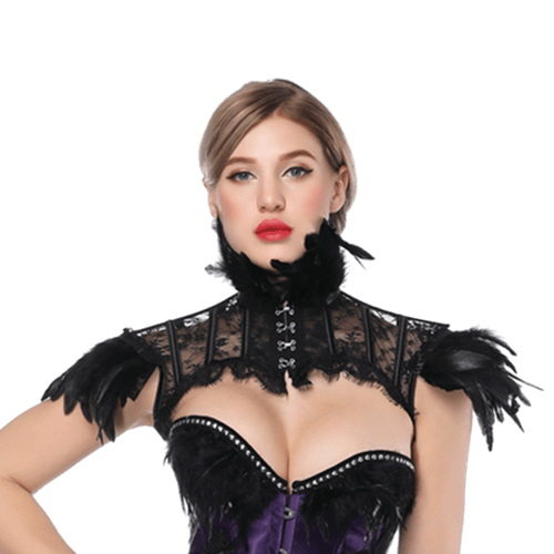 Cosplay Lace Feather Top Cape And Shawl
