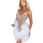 Feather Top Mini Hip Bandage Dress