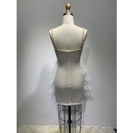Feather Top Mini Hip Bandage Dress 17