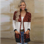 Leopard Print Knitted Jacket Top Women 35