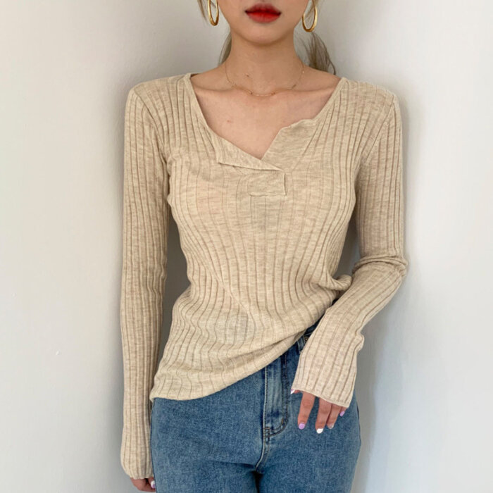 Women's Fall Slim Fit Bottoming Crop Top Sweater 21