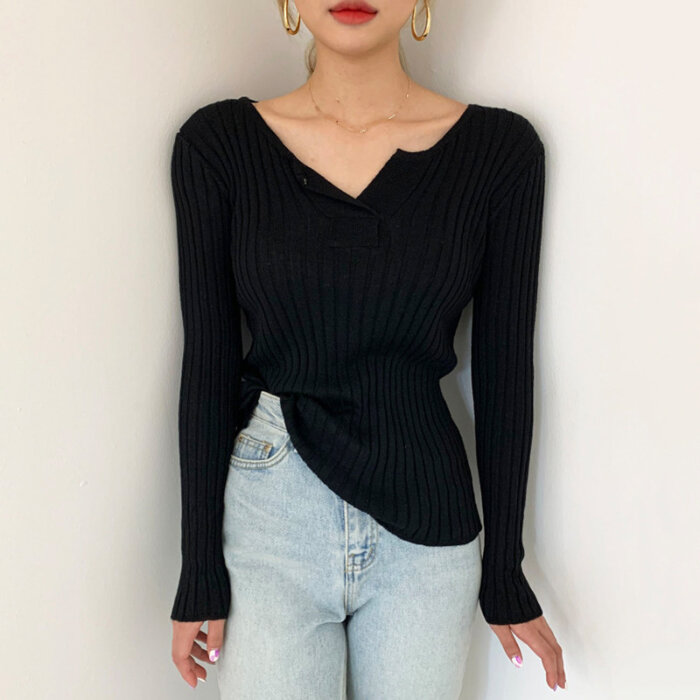 Women's Fall Slim Fit Bottoming Crop Top Sweater 23