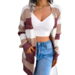 Plaid Crop Top Sweater Women's Casual Outerwear Clothes