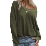 Women's V-Neck Long-Sleeved Crop Top Sweater