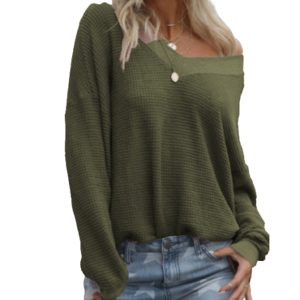 Women's V-Neck Long-Sleeved Crop Top Sweater