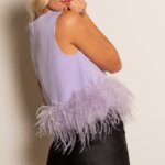Women's Hem Stitching Strap Vest Feather Top 25