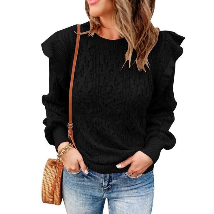 Women's Loose Long-sleeved Bottoming Crop Top Sweater 109