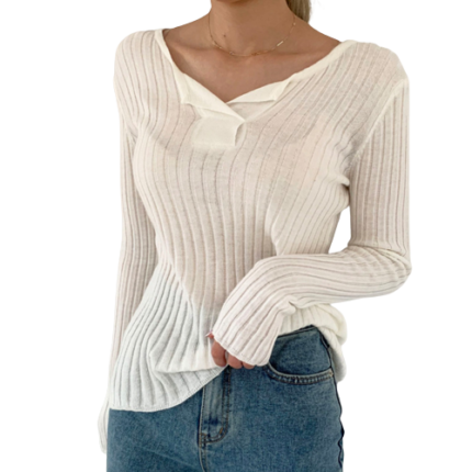 Women's Fall Slim Fit Bottoming Crop Top Sweater