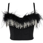 Women's Fashion Feather Top One Shoulder Sling Top 23