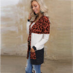 Leopard Print Knitted Jacket Top Women 41