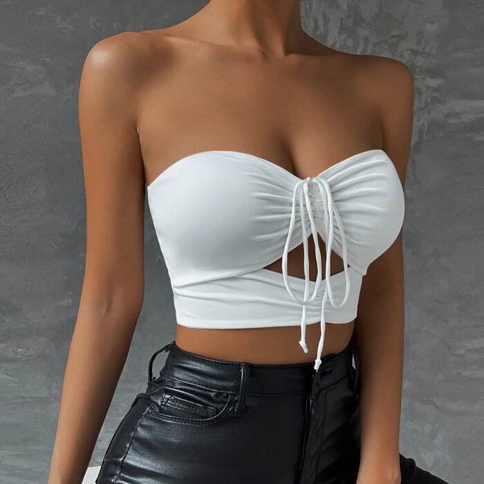 White Cut-Out Tie-Up Tube Top 9