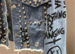 Fashion Diamond Beads Graffiti Printed Design Denim Crop Top Jacket Casual Women Cowboy Jeans Coats 11