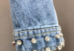 Fashion Diamond Beads Graffiti Printed Design Denim Crop Top Jacket Casual Women Cowboy Jeans Coats 7