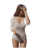 Hollow lace knitted casual mesh shirt women swimsuit crop top jacket