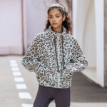 New Lamb Cashmere Leopard Print Loose Casual Crop Top Jacket Women 17