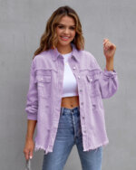 Fashion Ripped Shirt Crop Top Jacket Female Autumn And Spring Clothing 83