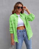 Fashion Ripped Shirt Crop Top Jacket Female Autumn And Spring Clothing 79
