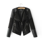 Faux Leather Exposed Zipper Biker Jacket 12