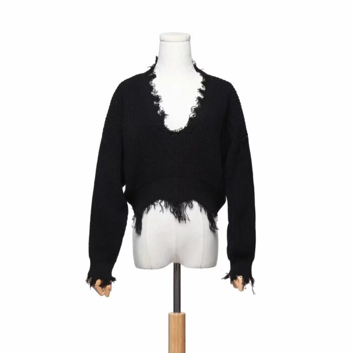 Sweater Knitted Women's V-neck Tassel Sweater Top 7