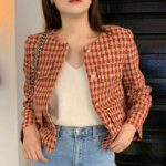 Tartan Short Jacket Crop Top For Women 7